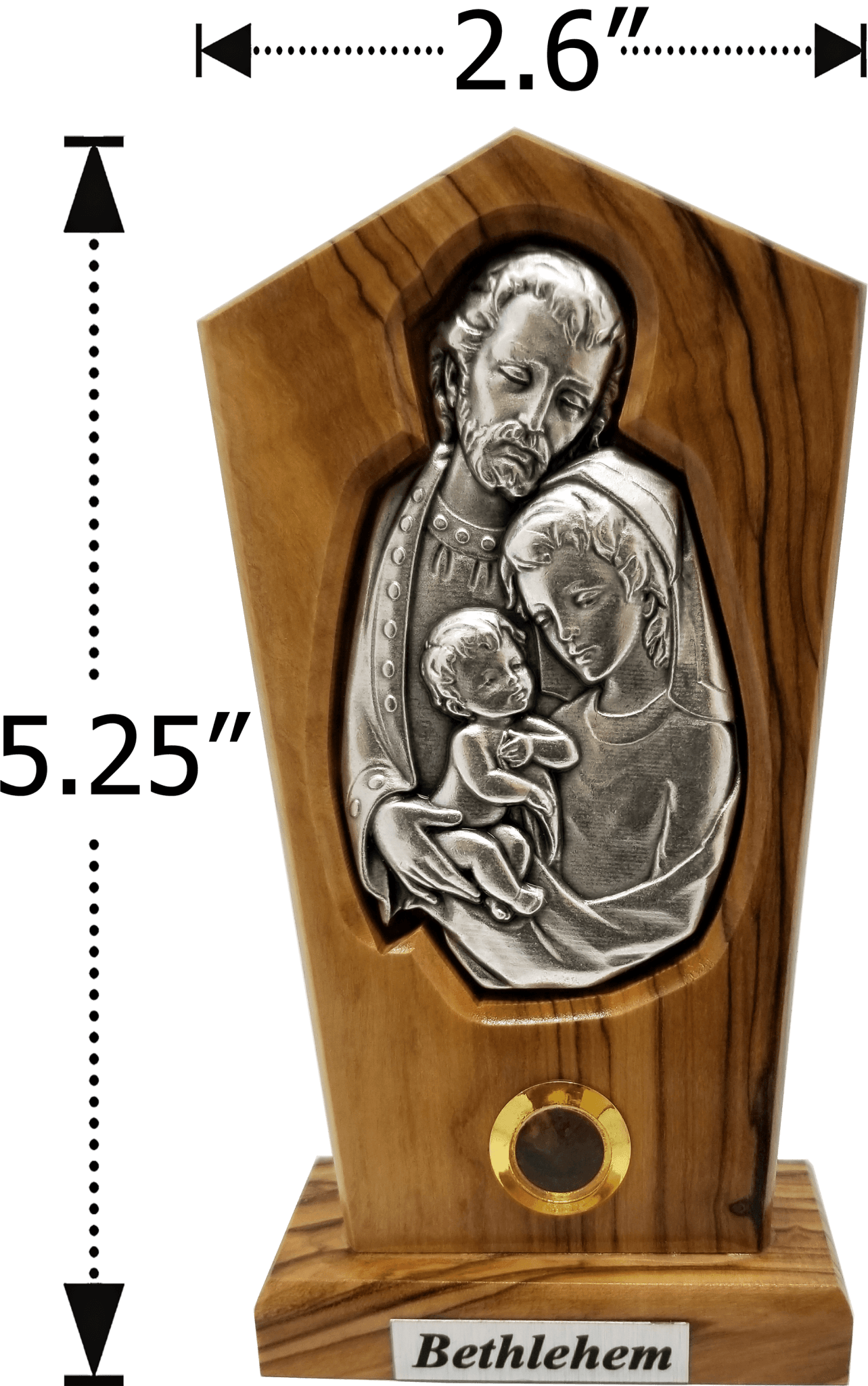 Holy Family Silver Plated Icon Olive Wood Stand - Large dimensions