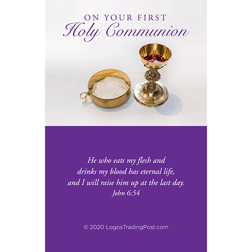 First Communion - Medium Deluxe Comfort Cross in Gift Box card insert