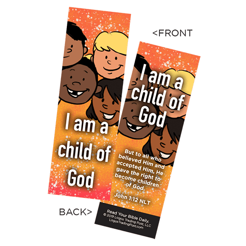 Children's Christian Bookmark, I am a Child of God, John 1:12 - Pack of 25 - Christian Bookmarks
