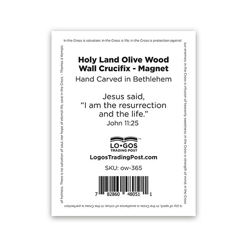 Crucifix Wall Cross Magnet, Holy Land Olive Wood