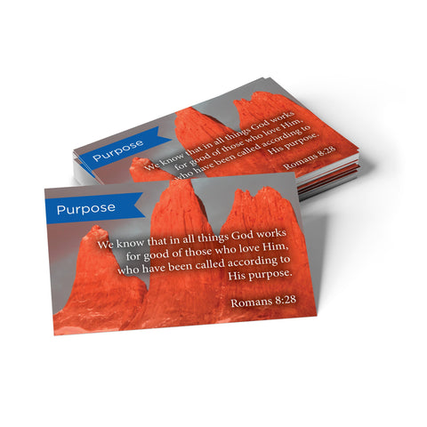 Purpose, Romans 8:28, Pass Along Scripture Cards, Pack 25