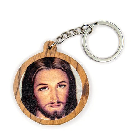 Divine Mercy of Jesus (Portrait), Olive Wood Catholic Keychain