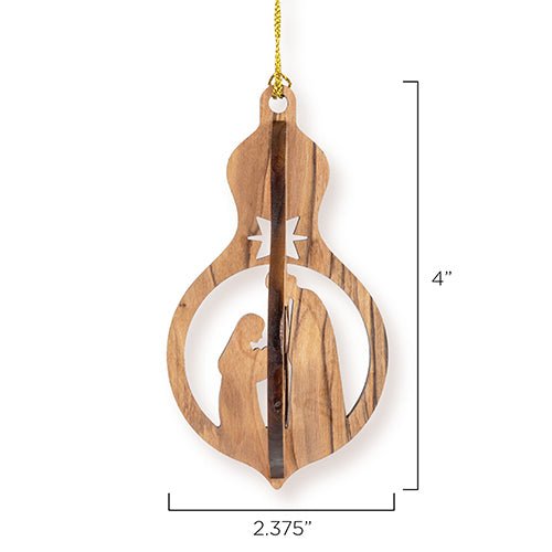 Nativity & Barn Animals, 3D Olive Wood Christmas Ornament