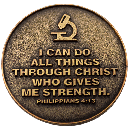 Science Fair Christian Antique Gold Plated School Coin - Philippians 4:13