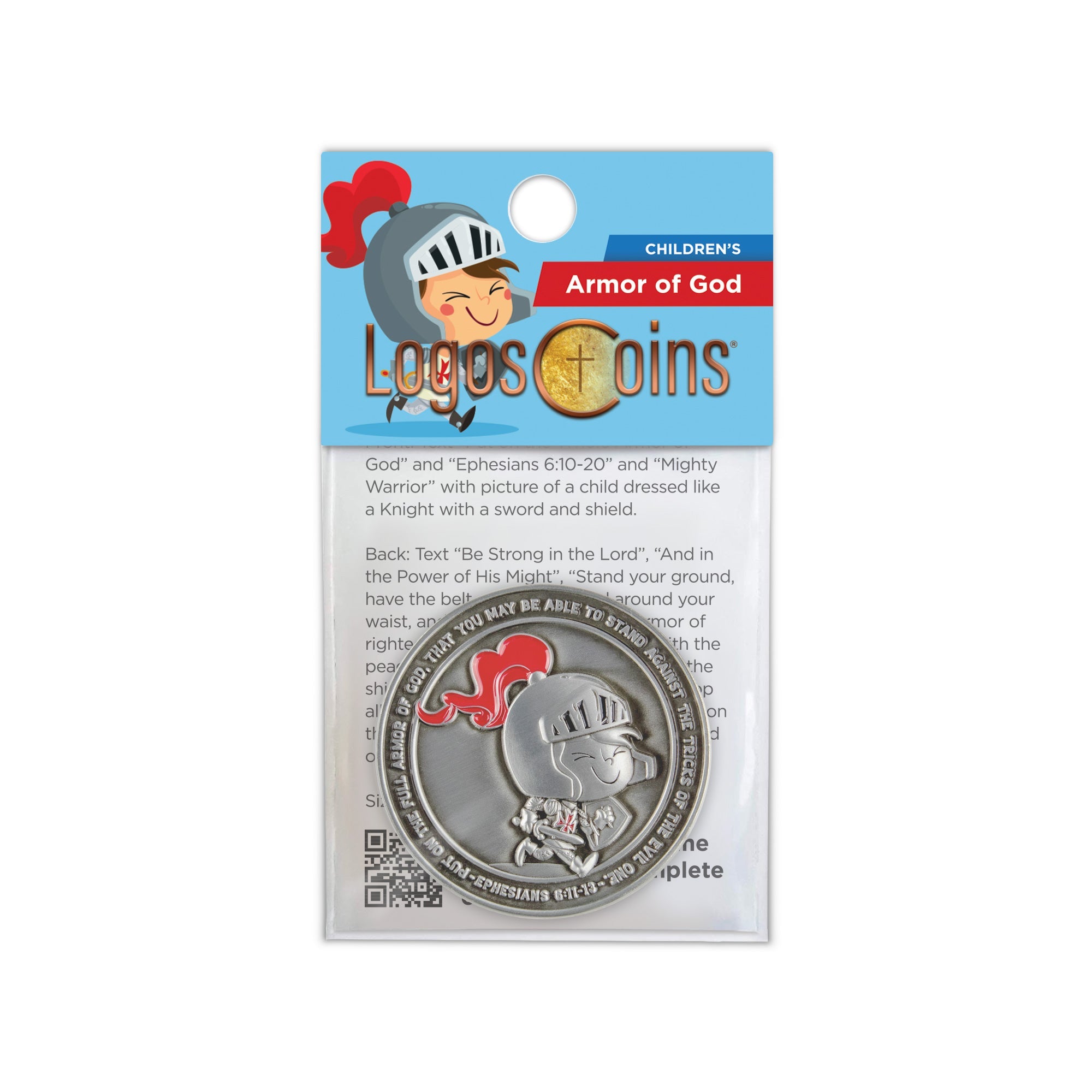 Armor of God - Children's Challenge Coin,  Religious Pocket Prayer Token, Ephesians 6:11-13