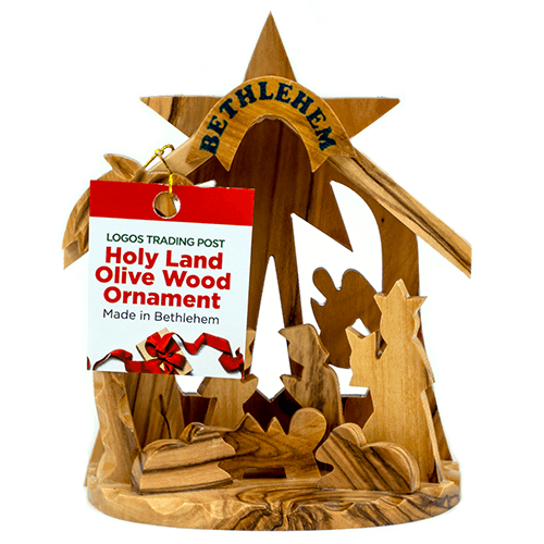 Olive Wood 3D Nativity Scene Grotto Ornament - Large