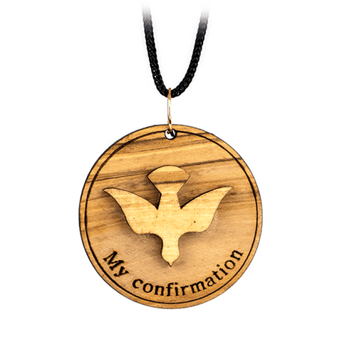 Dove Confirmation Olive Wood Keepsake Necklace