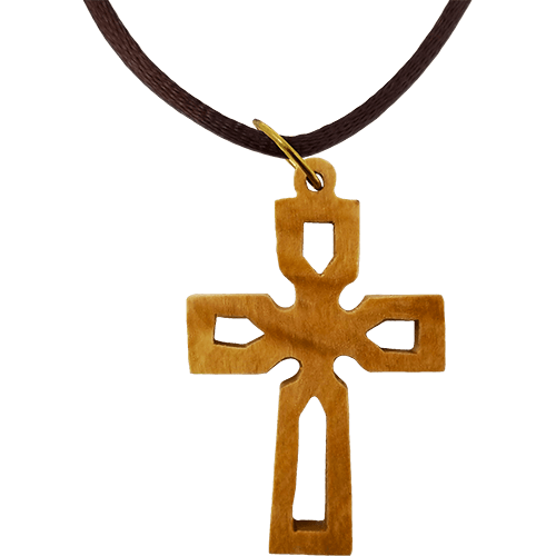 Olive Wood Celtic Cross Cut Out Necklace