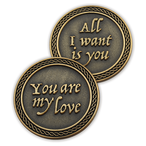 Romantic Love Expression Antique Gold Plated Coins, 12 Coins