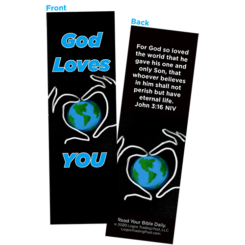 Children and Youth Bookmark, God Loves You, John 3:16, Pack of 25, Handouts for Classroom, Sunday School, and Bible Study