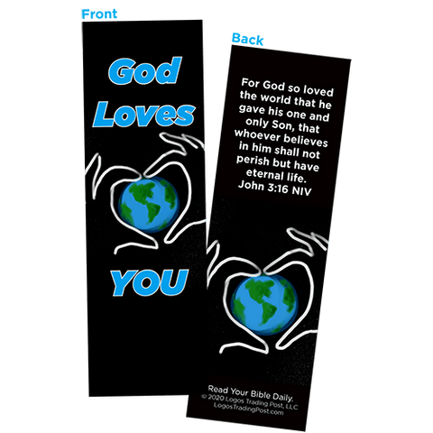 Children and Youth Bookmark, God Loves You, John 3:16, Pack of 25, Handouts for Classroom, Sunday School, and Bible Study