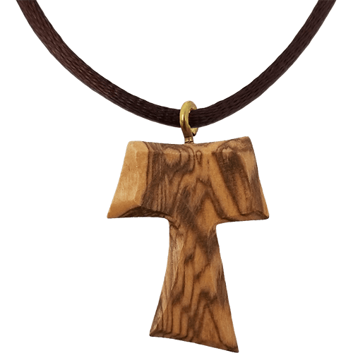 Olive Wood Tau Cross Necklace