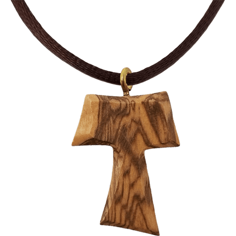 Olive Wood Tau Cross Necklace