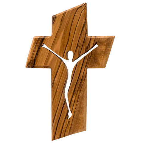 Jesus Cross, Olive Wood Hanging Wall Cross, Jesus Silhouette,  Wooden Wall Cross Décor, Gifts from Holy Land of Israel