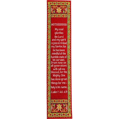 Motherhood, Woven Fabric Christian Bookmark, Motherhood, They Will Call Me Blessed, Silky Soft Luke 1:46-49 Bookmark, Traditional Turkish Design, Gift for Mom
