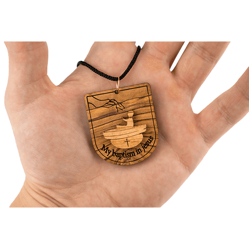 Olive Wood Keepsake Baptism Necklace