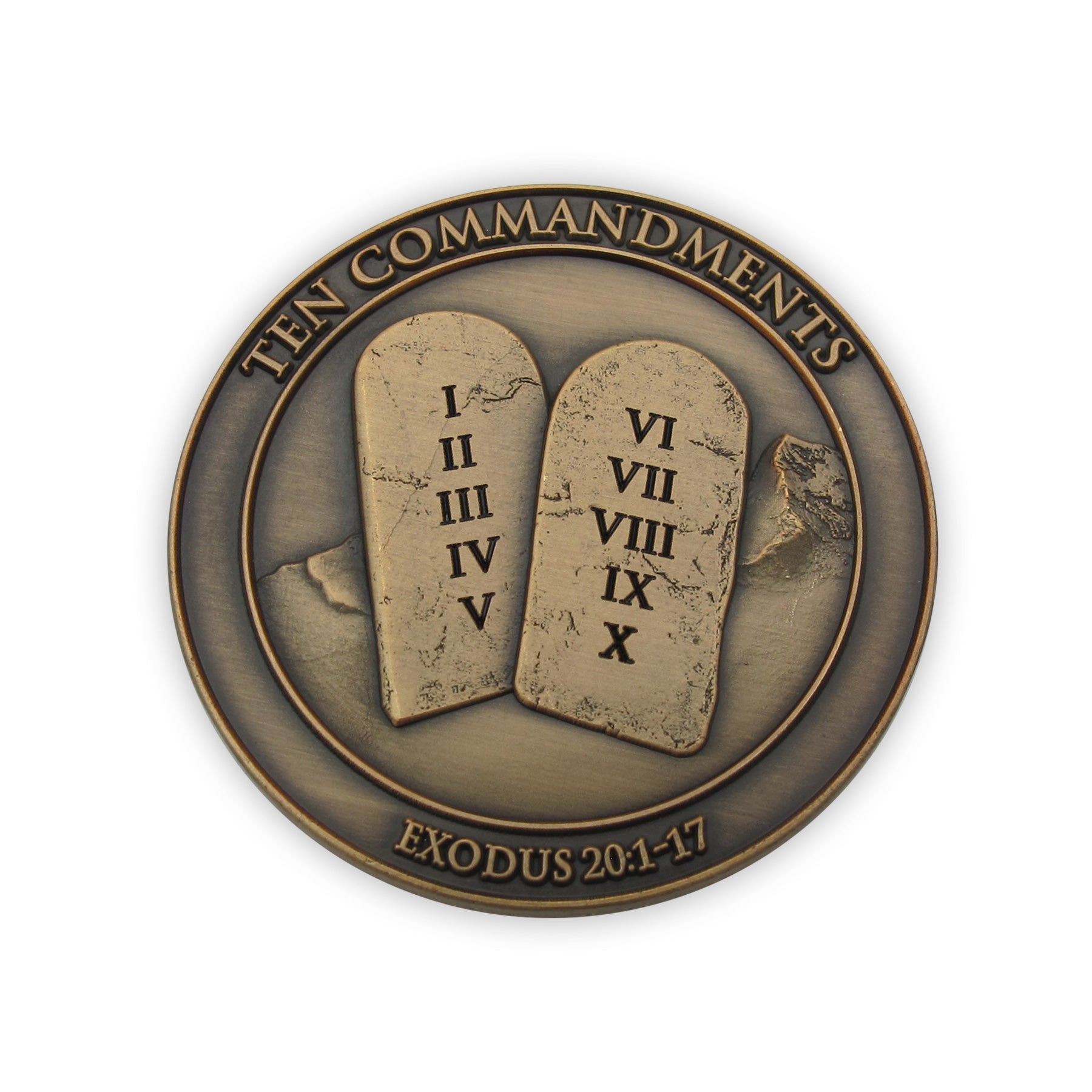 Ten Commandments Antique Gold Plated Challenge Coin