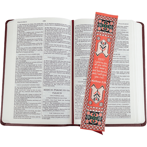 I Will Give You Rest, Woven Fabric Christian Bookmark - Matthew 11:28