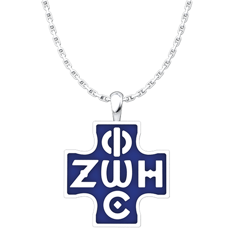 Phos Zoe Pendant with Blue Enamel, Sterling Silver Pendant and 18 Inch Chain