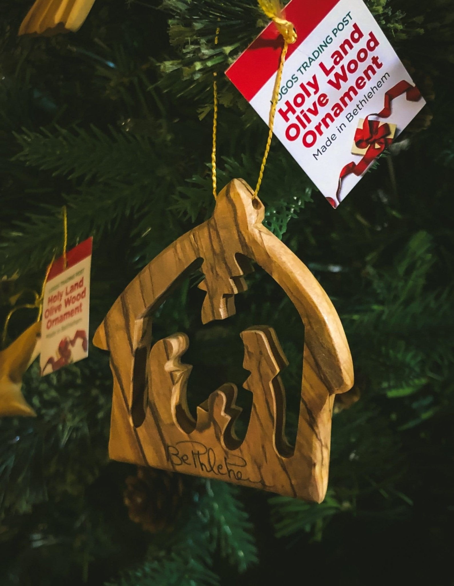 Olive Wood Bethlehem Nativity 3" Ornament