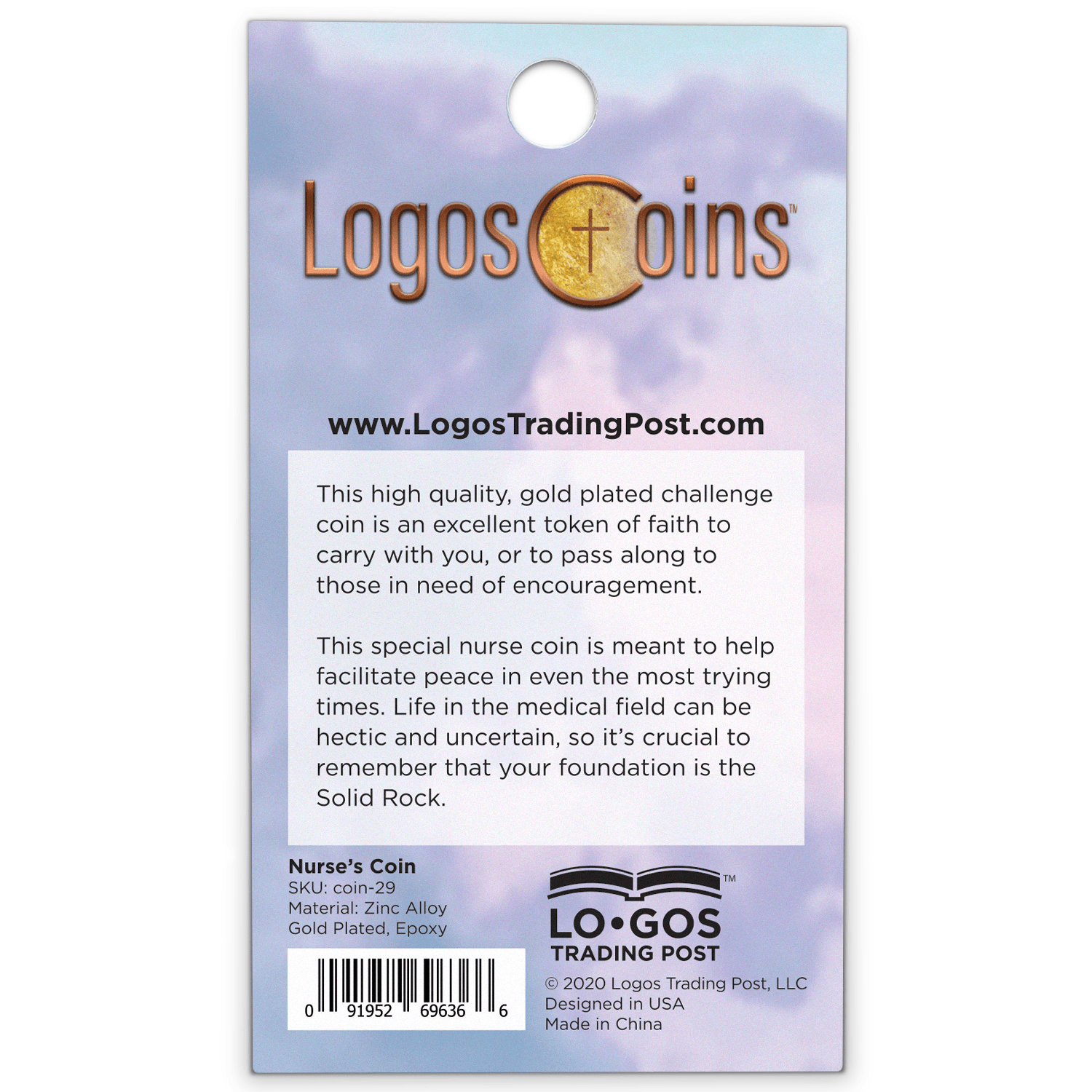Nurse Gold Plated Challenge Coin With Psalm 91 and Cura Personalis