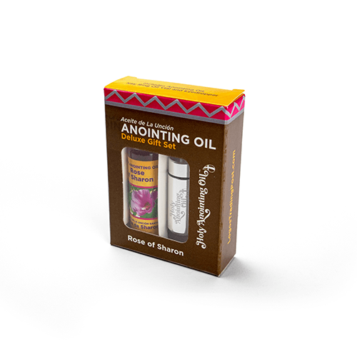 Rose of Sharon Anointing Oil from Israel, Deluxe Gift Box Set - Silver