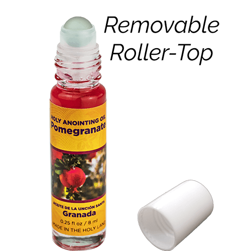 Pomegranate Anointing Oil from Israel, Bulk Set of 6 Roll On Bottles, 1/4 oz Each, Made in the Holy Land of Jerusalem, Prayer Gift for Pastors & Priests, Aceite Ungido de Granada