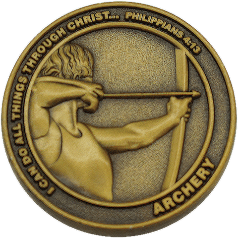 front of Christian archery challenge coin