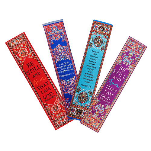 Be still & trust in the Lord fabric bible verse bookmark assortment - all 4 scripture bookmarks