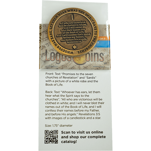 Sardis, Seven Churches of Revelation Challenge Antique Gold Plated Coin
