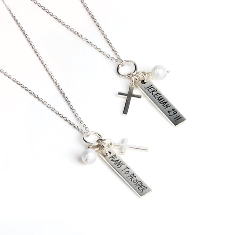 Plans to Prosper, Sterling Silver Scripture Cross Necklace