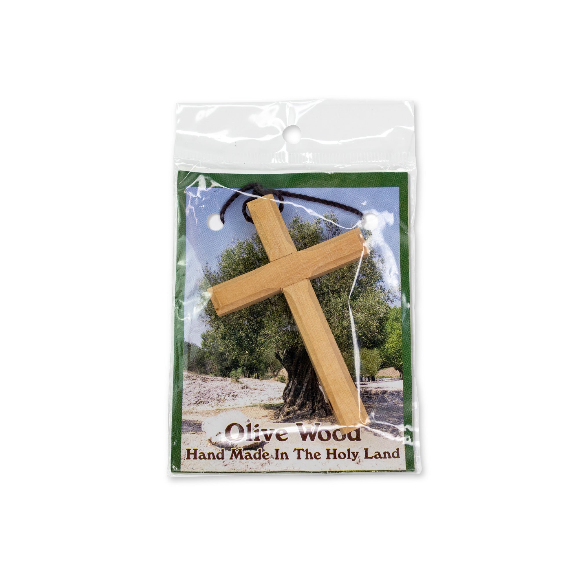 Olive Wood Cross Pendant Necklace for Men & Women