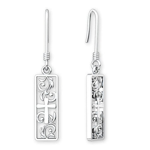 Sterling Silver Vineyard Cross Earrings Set