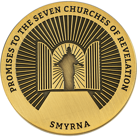Smyrna, Seven Churches of Revelation Antique Gold Plated Challenge Coin Antique Gold Plated Prayer Gift