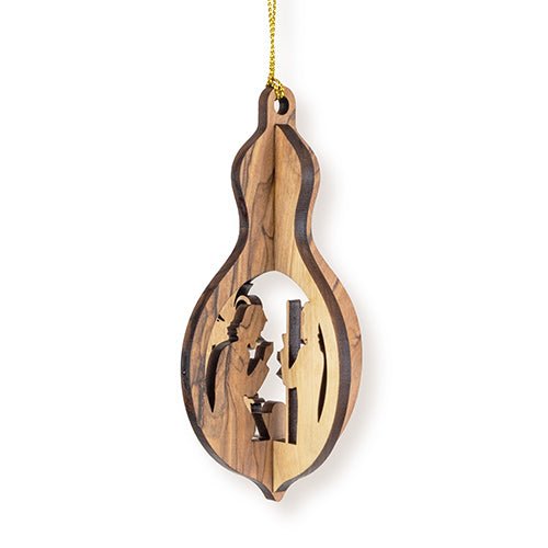 Nativity, Angel & Shepherd, 3D Olive Wood Christmas Ornament