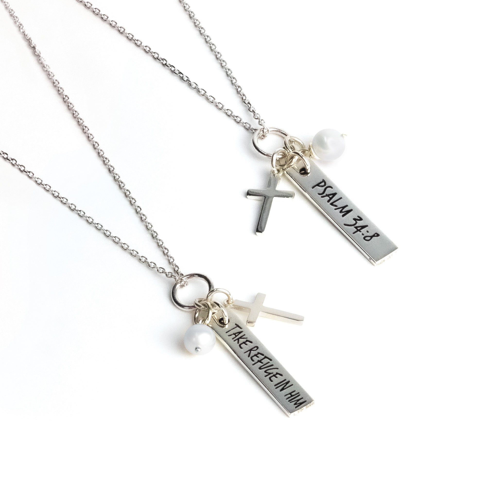 Take Refuge in Him Sterling Silver Scripture Cross Necklace