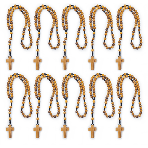 bulk olive wood rosary, cord style pack of 10 bulk
