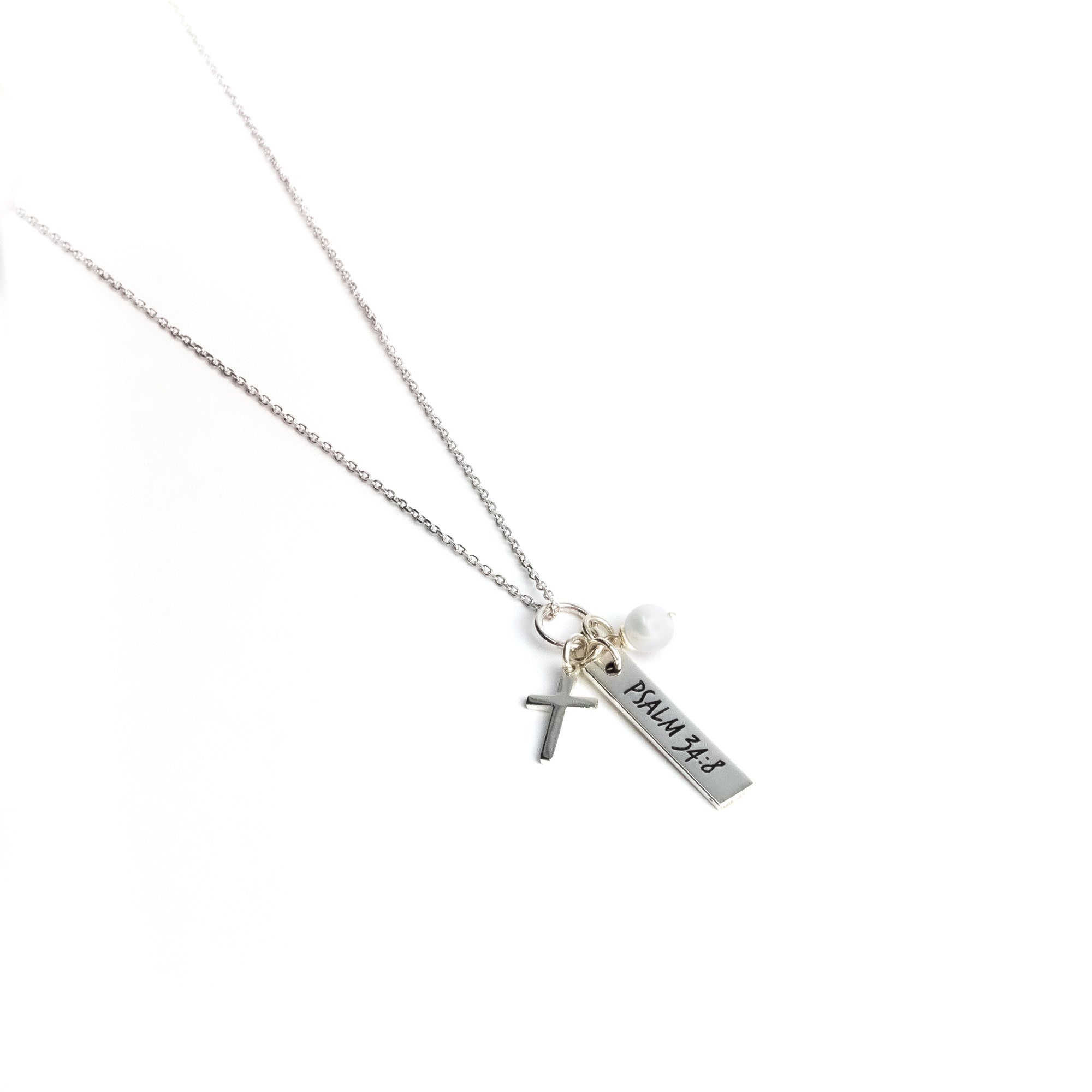 Take Refuge in Him Sterling Silver Scripture Cross Necklace