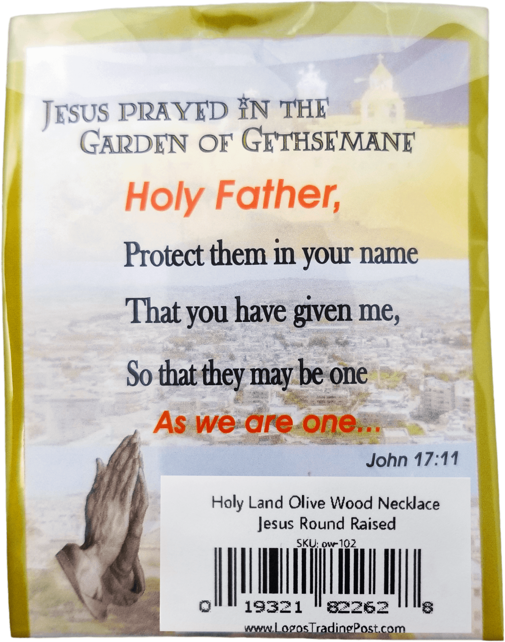 Olive Wood 3D Jesus Cross Round Necklace