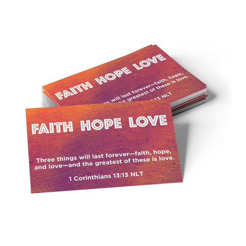 Children and Youth, Pass Along Scripture Cards, Faith Hope Love, 1 Corinthians 13:13, Pack of 25