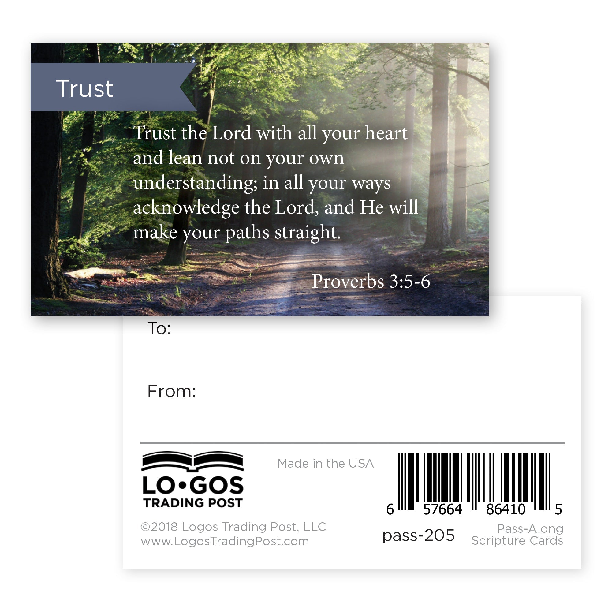 Trust In The Lord, Prov 3:5-6, Pass Along Scripture Cards, Pack 25