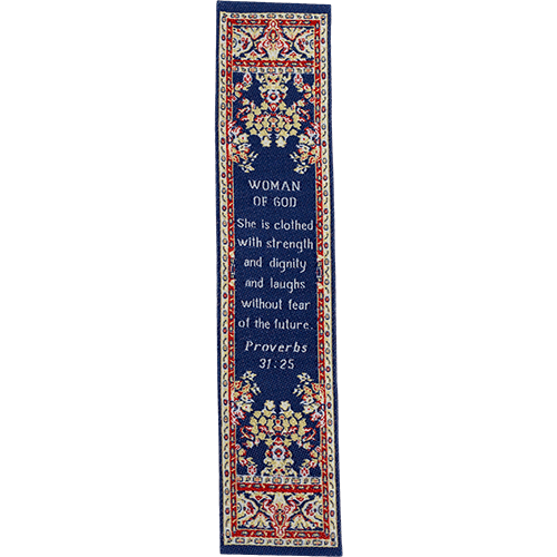 Woman of God, Woven Fabric Christian Bookmark, Proverbs 31:25