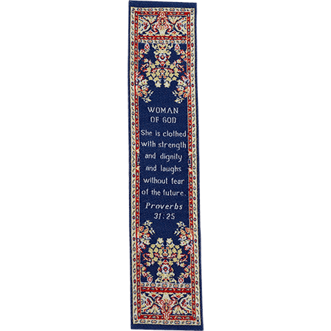 Woman of God, Woven Fabric Christian Bookmark, Proverbs 31:25