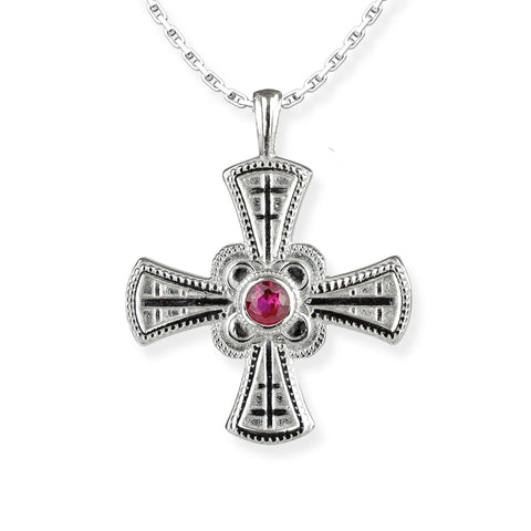 Saint Cuthbert Cross Sterling Silver Pendant Necklace