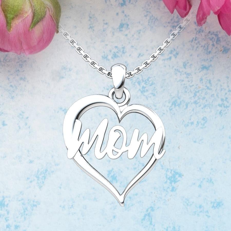 Mom Heart Sterling Silver Pendant