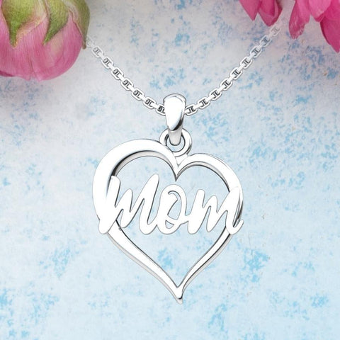 Mom Heart Sterling Silver Pendant