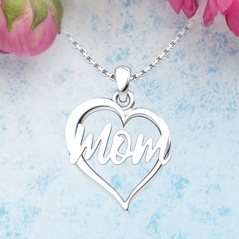 Mom Heart Sterling Silver Pendant