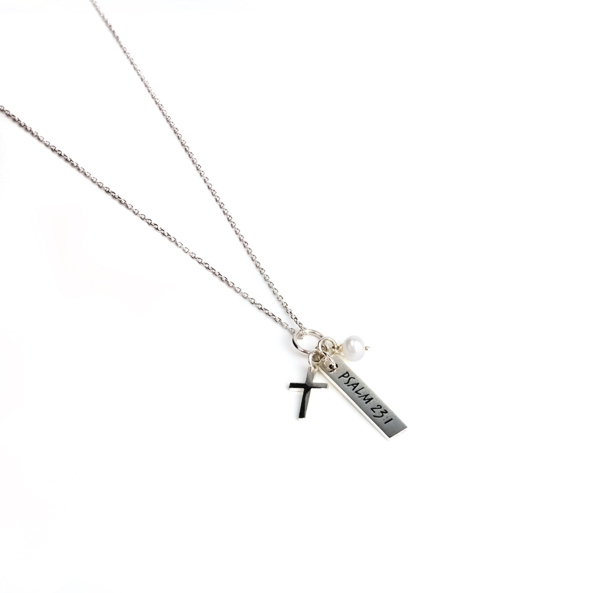 God is My Shepherd, Sterling Silver Scripture Cross Necklace