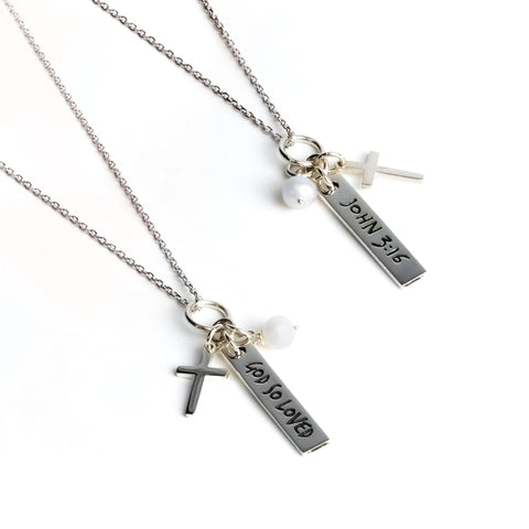 God So Loved, Sterling Silver Scripture Cross Necklace