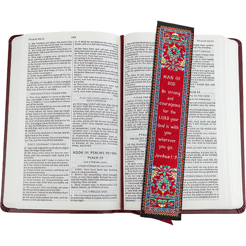 Woven Fabric Christian Bookmark: God is With You - Joshua 1:9